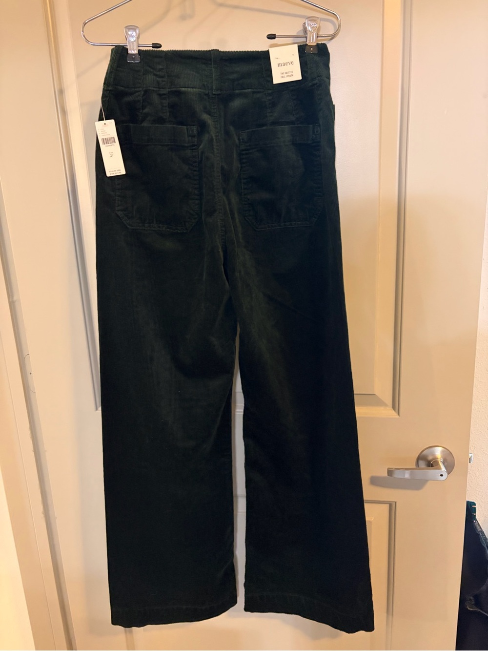 Anthropologie Maeve Colette Full Length Corduroy Pants Evergreen NWT Sz 27 - Picture 3 of 6